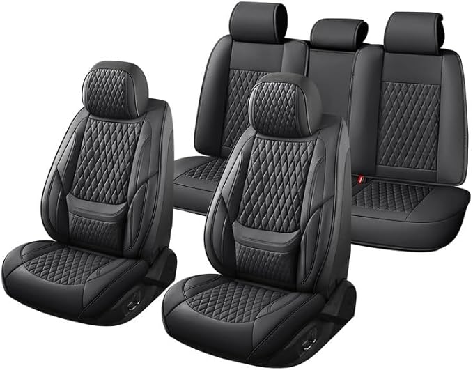 Car Seat Covers Full Set Custom Fit for Chevrolet/Chevy Trax 2015-2026 - Premium Faux Leather with Lumbar Support | Breathable, Waterproof, Anti-Slip, Durable (Black,Full Set)