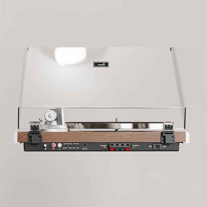 KORUS Record Player with External Speakers, Belt-Drive Turntable 2-Speed