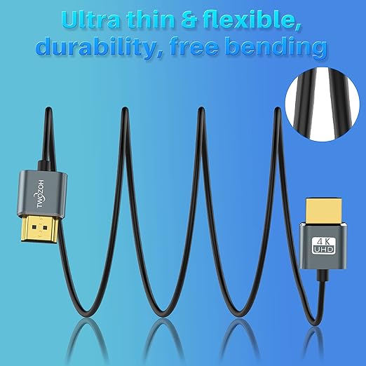 Twozoh Flexible & Slim HDMI Cable 3.3FT 3 Pack, Ultra Thin HDMI Cord Supports