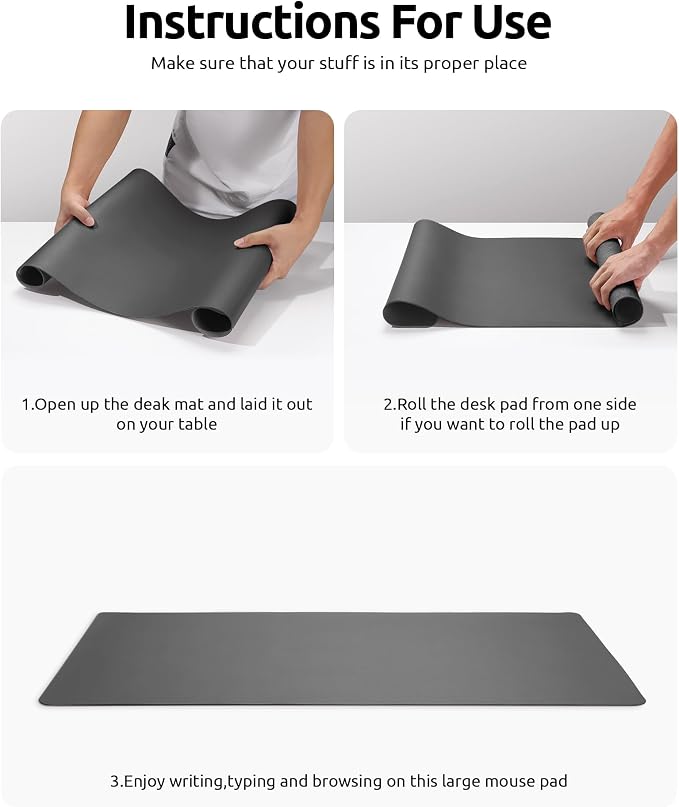 YSAGi Leather Desk Protector, Office Mat, Large Mouse Mat, Non-Slip PU Leather