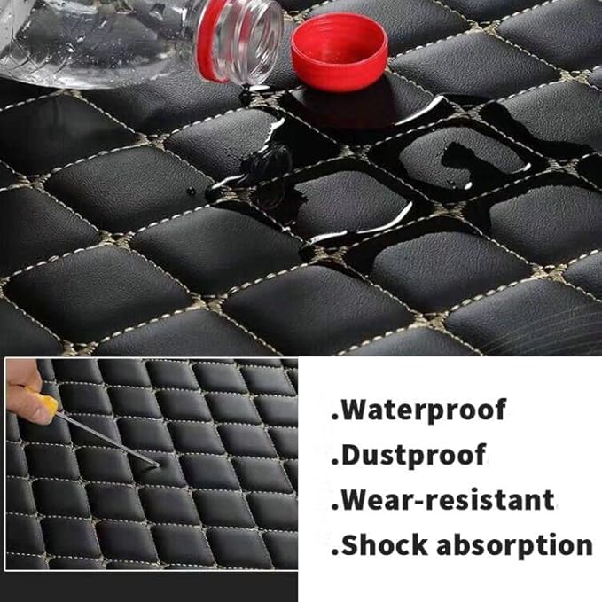 Custom Car Floor Mats Fit for 99% Sedan SUV Sports Car Full Coverage Pads Leather Floor Liners Mat Women Men (Black&Yellow)