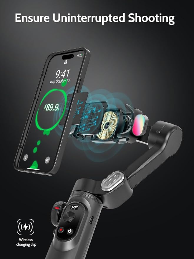 3-Axis Gimbal Stabilizer for Smartphone w/RGB Magnetic Fill Light Phone Gimbal