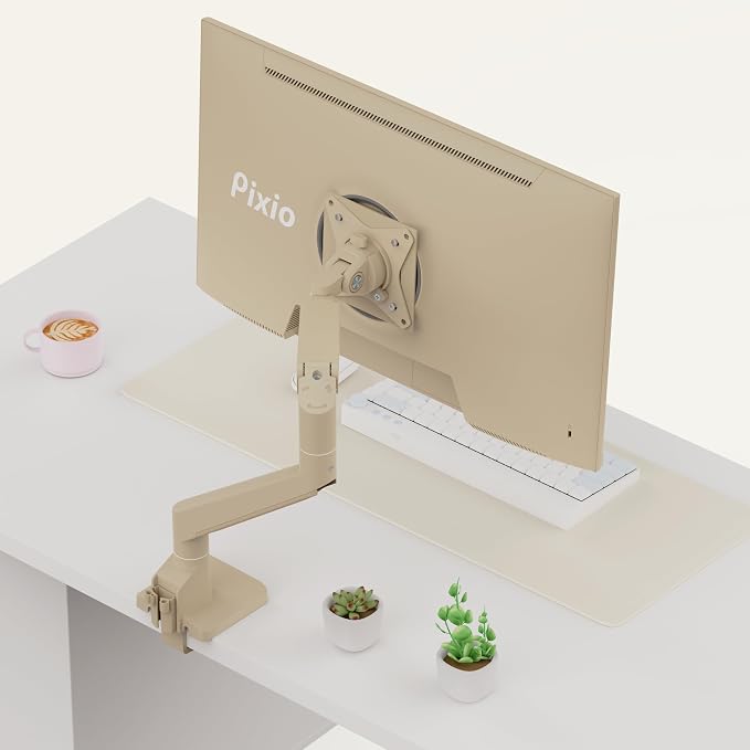 Pixio PS1S Wave Beige Single Monitor Arm Stand Desk Mount