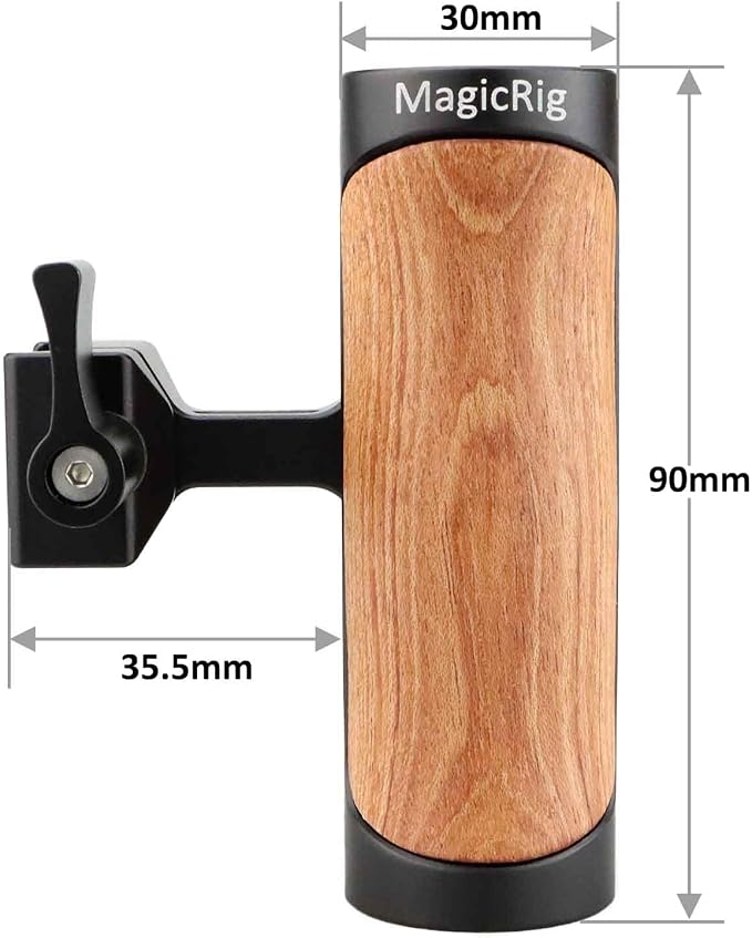 Wooden NATO Side Handle Mini Grip & NATO Rail 50mm