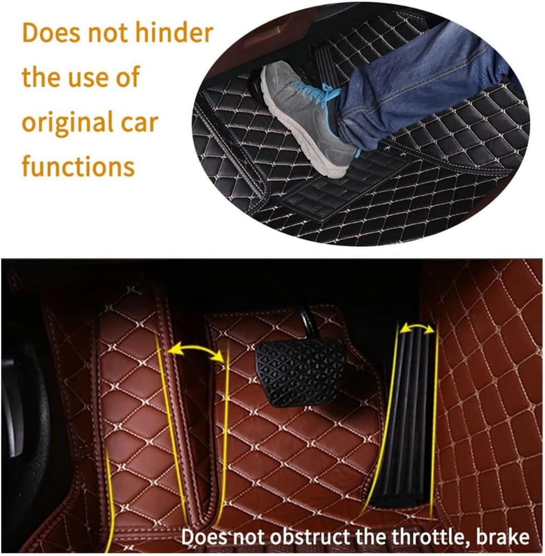 Custom Personalized Floor Mats for Cars,Luxury Full Coverage All Car Floor Mats,Anti-Slip Leather Car Mat Set ,Custom Floor Mats for 99% of Cars, Trucks & SUVs. (Orange and Black)