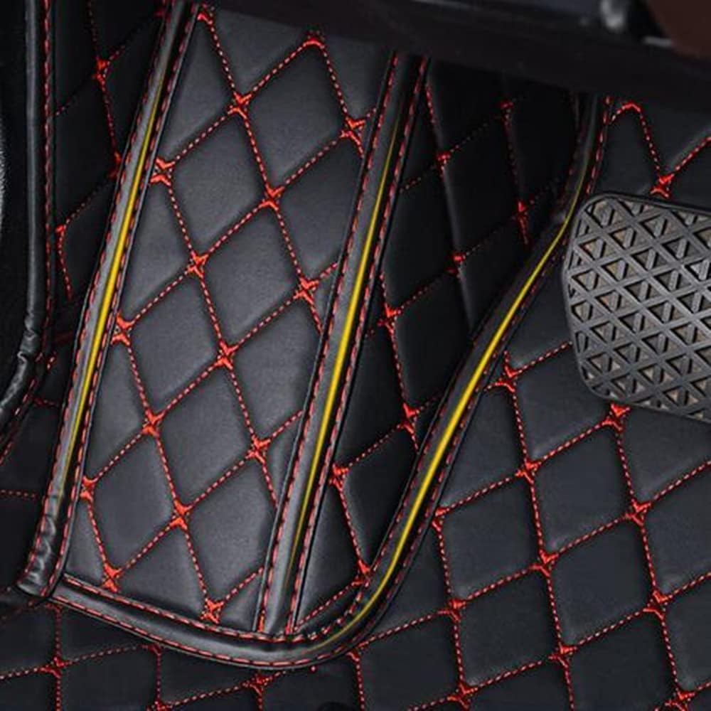Custom All-Weather Protection Luxury Leather Floor Mats for Cars SUVs Trucks According Anti-Slip Leather Floor mats (26,Beige and Purple)