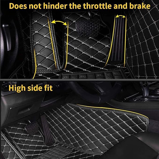 Custom Making Car Floor Mats for 90% Car Model Luxury Leather All Weather Waterproof Anti-Skid Full Coverage Liners (White)