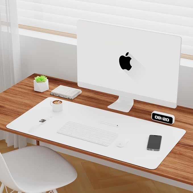 KINGFOM Desk Pad Office Desktop Protecter, PU Leather Desk Mat Blotters