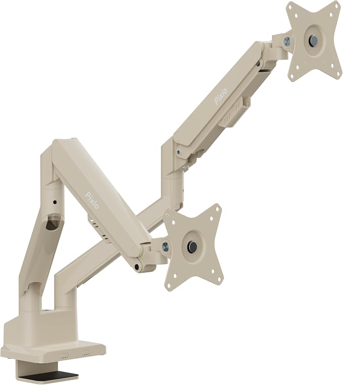 Pixio PS1D Wave Beige Dual Monitor Arm Stand Desk Mount