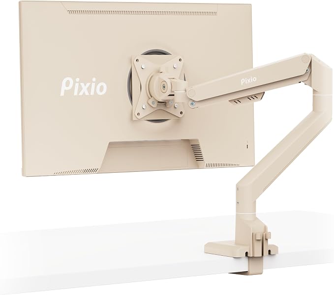 Pixio PS1S Wave Beige Single Monitor Arm Stand Desk Mount