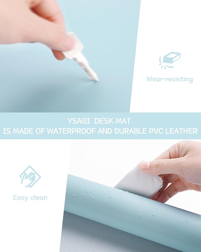 YSAGi Non-Slip Leather Desk Pad, Waterproof Laptop Computer Desk Keyboard Mat
