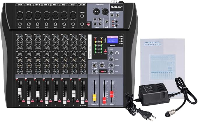 G-MARK MR80S Audio Mixer Interface USB Bluetooth Mixing Console 8 Channel 48V