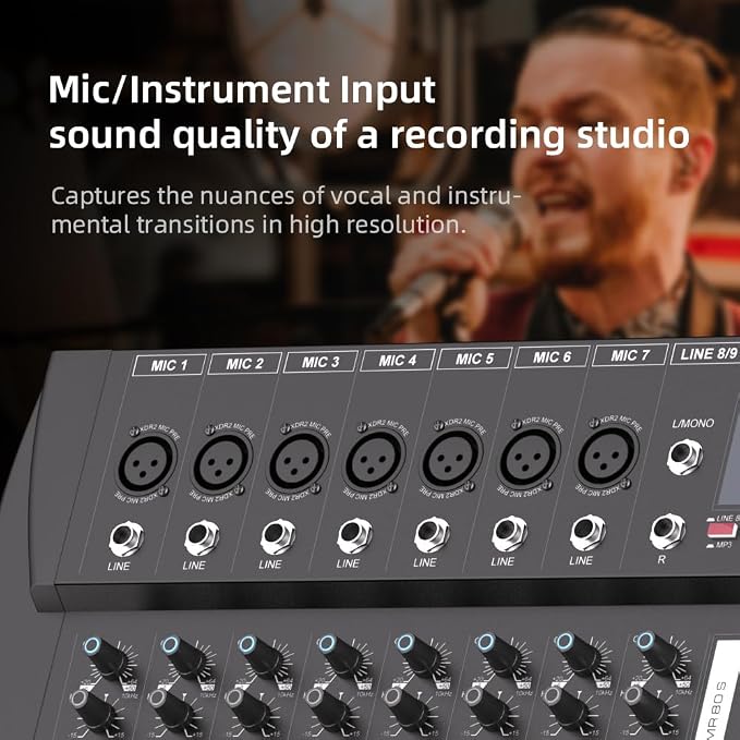 G-MARK MR80S Audio Mixer Interface USB Bluetooth Mixing Console 8 Channel 48V