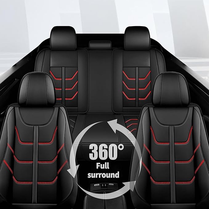 TTX LIGHTING Car Seat Covers fit for Chevrolet Malibu 2009-2026 Full Set: Premium Leather Automotive Seat Cover with Airbag Compatible Waterproof (5 Seats, Redline)