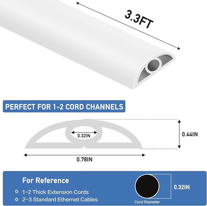 Floor Cord Cover Self Adhesive Cord Hider Floor Extension Cord Covers