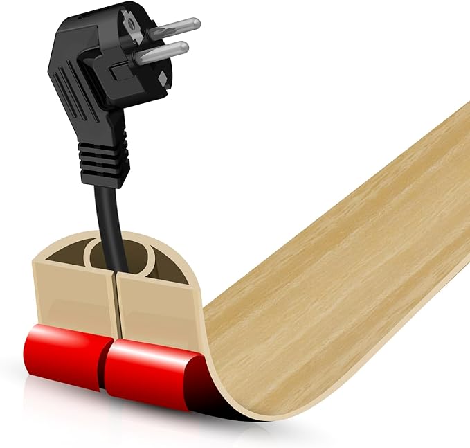 Floor Cord Cover Self Adhesive Cord Hider, 3.3FT Cable Management, Extension