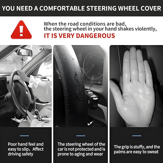 Elastic Car Steering Wheel Cover, Universal 15 inch Non-Slip Breathable Neoprene Steering Wheel Protector, Car Accessories for Women Men Fit Auto, Suvs, Truck Black Leopard
