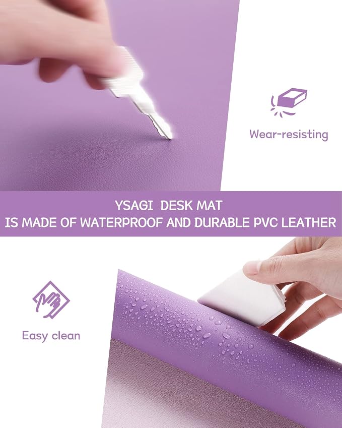 YSAGi Non-Slip Leather Desk Pad, Waterproof Laptop Computer Desk Keyboard Mat