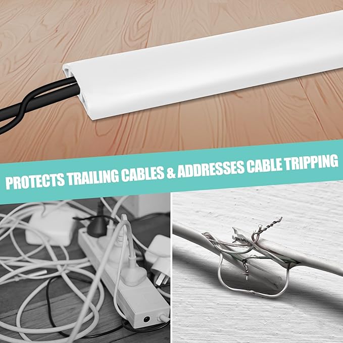 Floor Cord Cover Self Adhesive Cord Hider, 3.3FT Cable Management, Extension