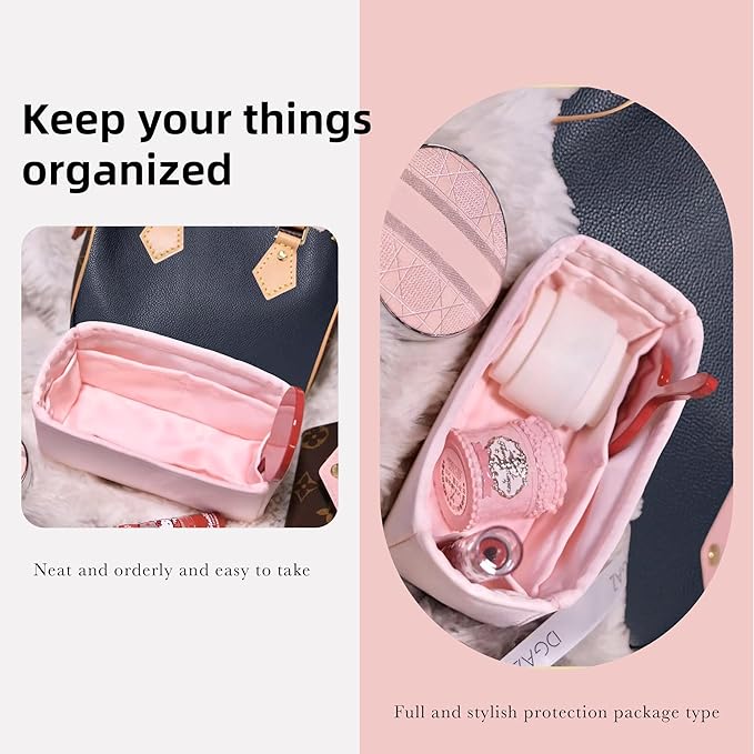 DGAZ Silk Purse Organizer Insert Fits LV Speedy 16/20/25/30/35/45 bags,Silky Smooth Bag Organizer,Luxury Handbag & Tote Shaper(Pink,SP35)