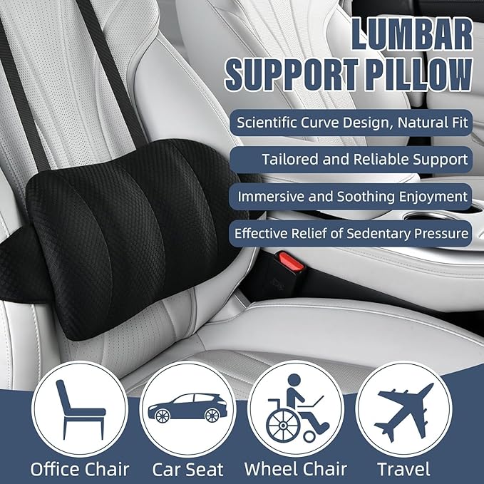 1 Piece Automotive Seat Lumbar Support Pillow for ES ES350/ ES300h 2019-2024, Driving Lower Back Cushion Ergonomic Orthopedic Posture Rest