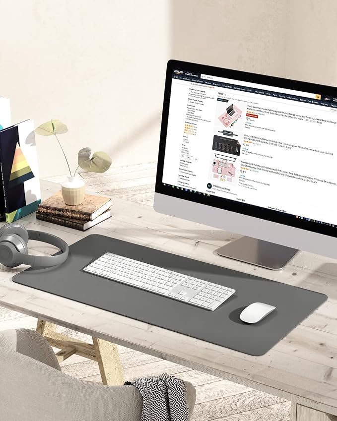 YSAGi Non-Slip Leather Desk Pad, Waterproof Laptop Computer Desk Keyboard Mat