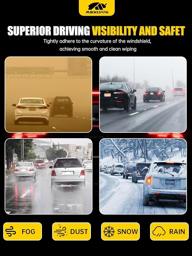 MIKKUPPA 26"+16"+14" Windshield Wipers Blades Replacement for 2007-2011 Honda CR-V, 2018-2020 Nissan Leaf, U/J HOOK Front & Rear All Season Wiper Blades Set(Pack of 3)