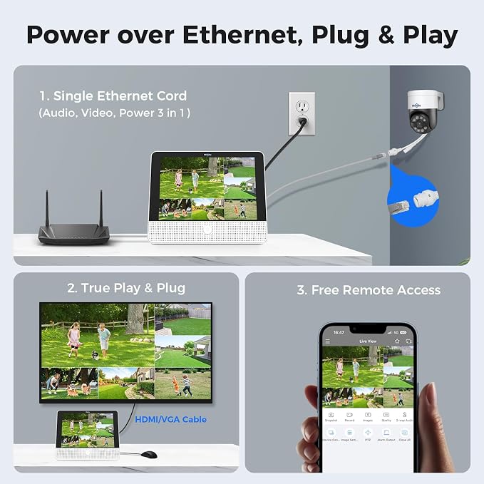 【12’’ Monitor + Human Tracking】Hiseeu 4K PoE Security Camera System, All-in-One
