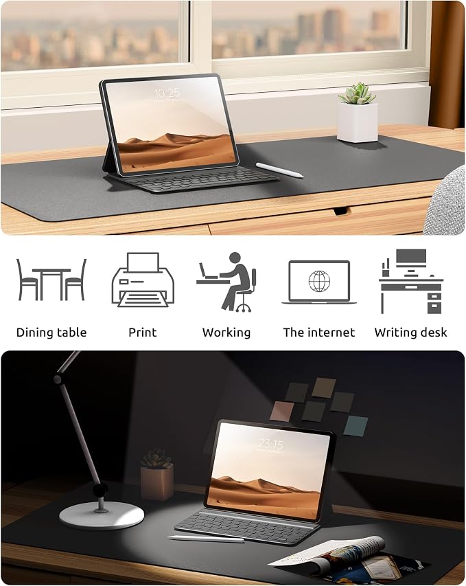 YSAGi Leather Desk Protector, Office Mat, Large Mouse Mat, Non-Slip PU Leather