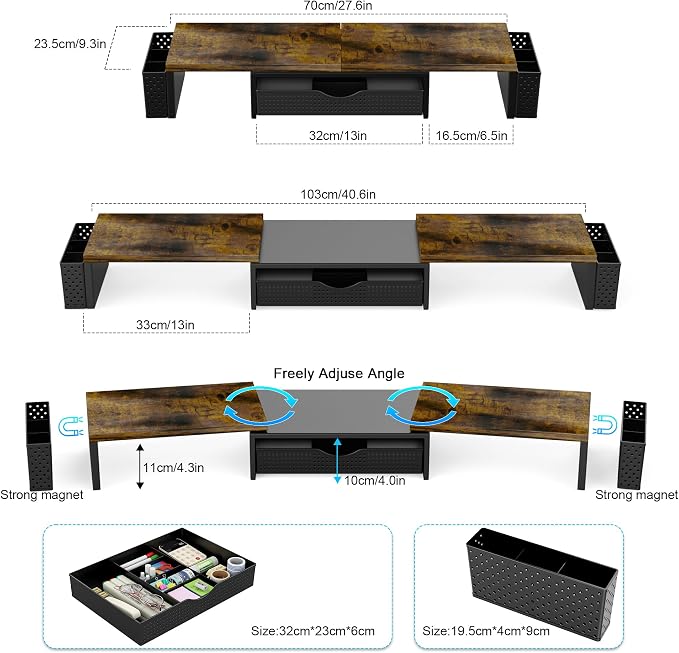 Spacrea Metal Desk Organizers and Accessories, Dual Monitor Stand Riser