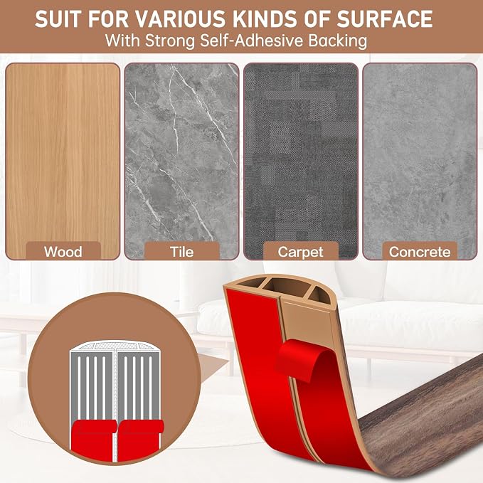 Floor Cord Cover Self Adhesive Cord Hider Floor Extension Cord Covers