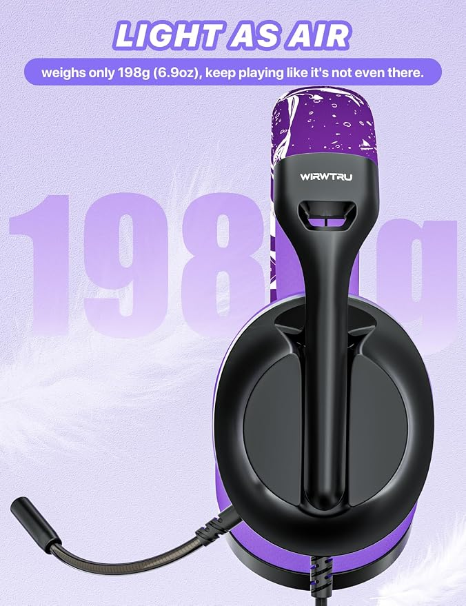 S30 Gaming Headset with Microphone, 198g Lightweight Design, Wired Gaming