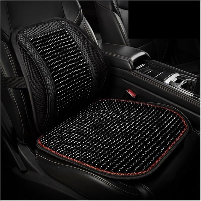Car Seat Chair Back Cushion for Tesla Model 3 EV Sedan 2025, Wooden Beads Ventilate Mesh Lumbar Brace Strong Durable Relieve Fatigue Summer Interior Accessories,C-Backrest