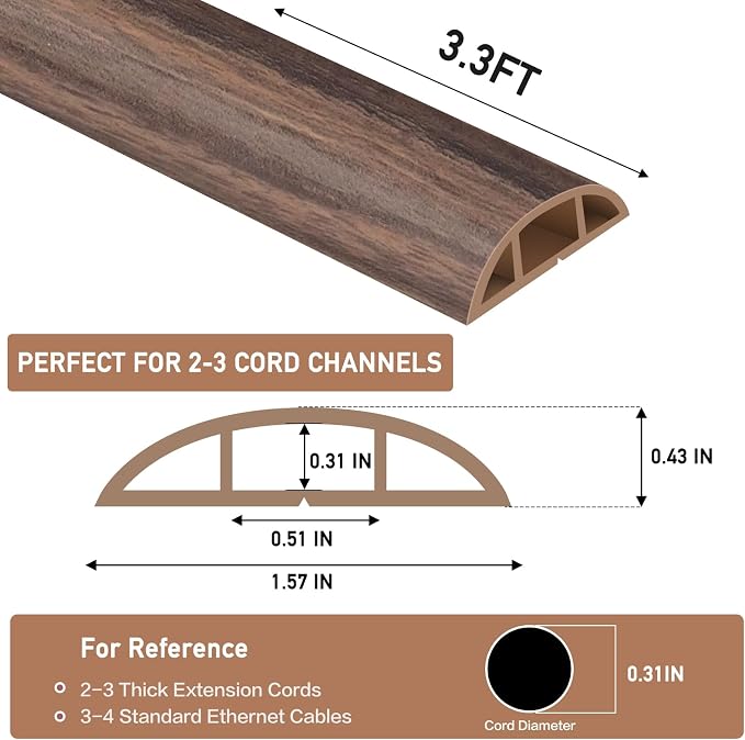 Floor Cord Cover Self Adhesive Cord Hider Floor Extension Cord Covers