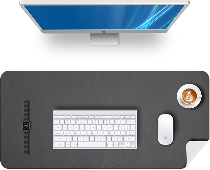 KINGFOM Desk Pad Office Desktop Protecter, PU Leather Desk Mat Blotters