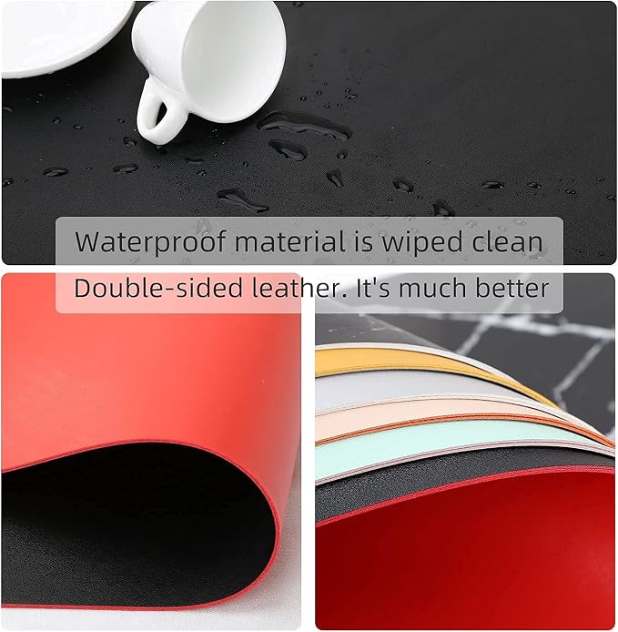KINGFOM Desk Pad Office Desktop Protecter, PU Leather Desk Mat Blotters