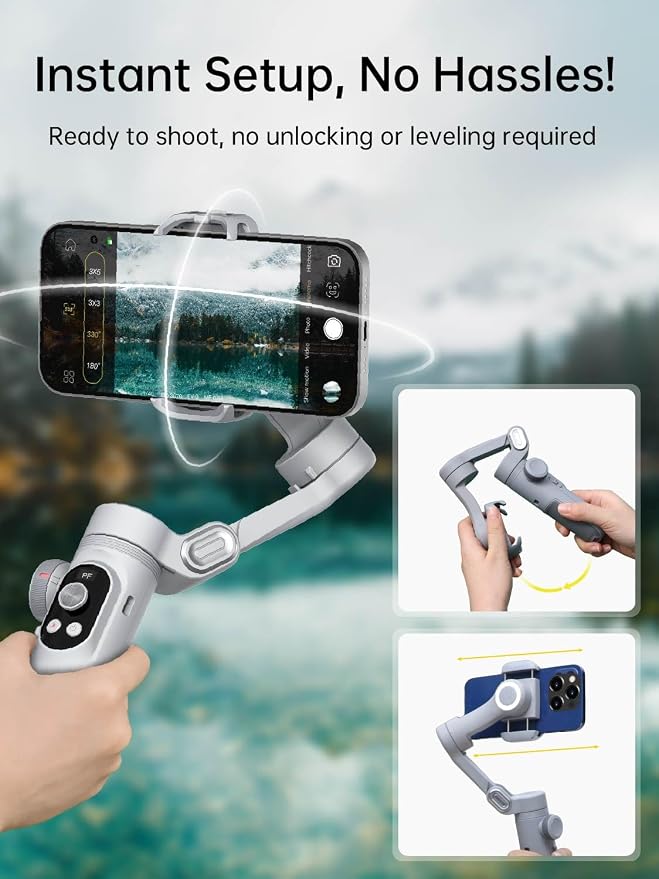 Gimbal Stabilizer for Smartphone, 3-Axis Portable iPhone Gimbal w/OLED Display