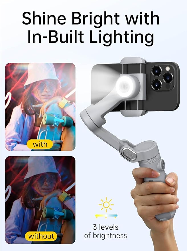 Gimbal Stabilizer for Smartphone, 3-Axis Portable iPhone Gimbal w/OLED Display