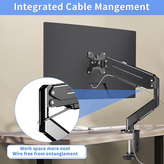 Suptek Single Monitor Mount, Adjustable Gas Spring Monitor Arm Desk Mount Stand