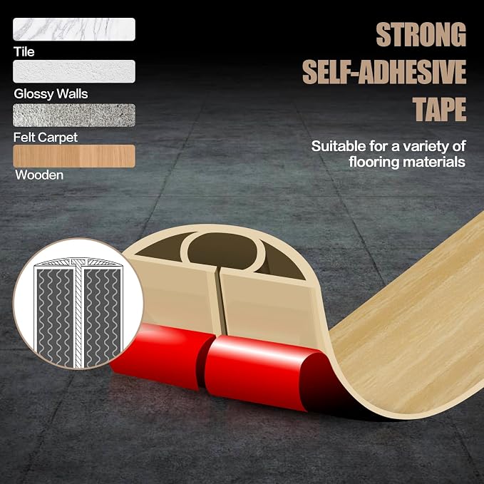 Floor Cord Cover Self Adhesive Cord Hider, 10FT Cable Management, Extension