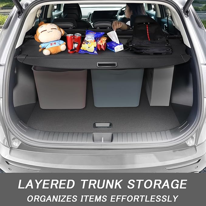 Cargo Cover for Hyundai Santa Fe 2024 2025 2026 Accessories Retractable Trunk Cover Security Shielding Shade Cargo Luggage Cover Trunk Privacy Protection (Carbon Fiber Texture)