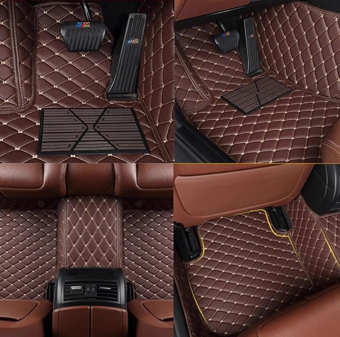 Custom Personalized Floor Mats for Cars,Luxury Full Coverage All Weather Car Floor Mats,Anti-Slip Leather Car Mat Set ,Custom Floor Mats for 99% of Cars, Trucks & SUVs (Gray)