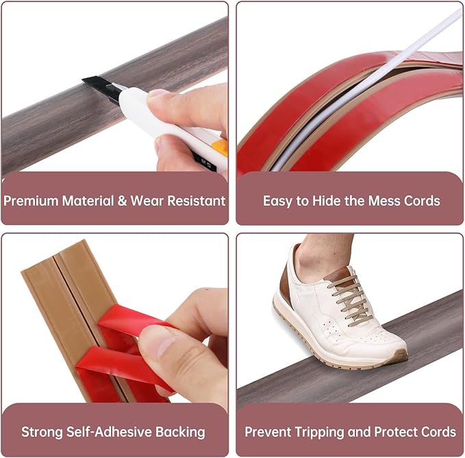 Floor Cord Cover Self Adhesive Cord Hider Floor Extension Cord Covers