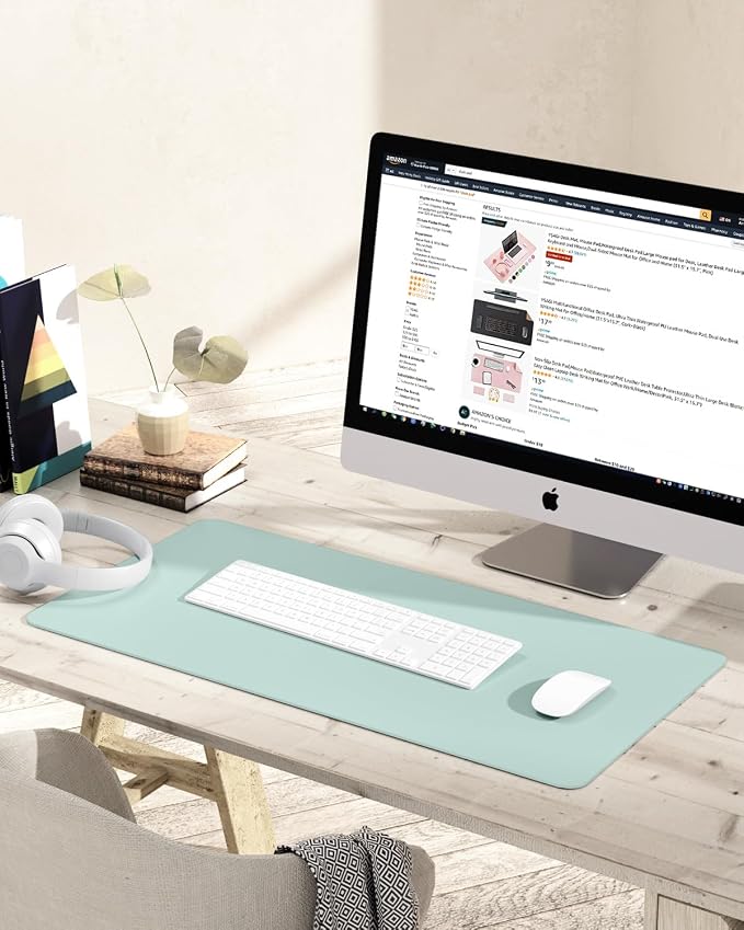 YSAGi Non-Slip Leather Desk Pad, Waterproof Laptop Computer Desk Keyboard Mat