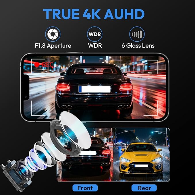 Front 4K & Rear 1080P Dash Cam for Toyota Highlander 2020-2026 L LE Limited XLE XSE Platinum UX70 (Gen4),OEM Factory Look,WiFi & APP,G-Sensor,Loop Recording,Plug & Play,128GB Card