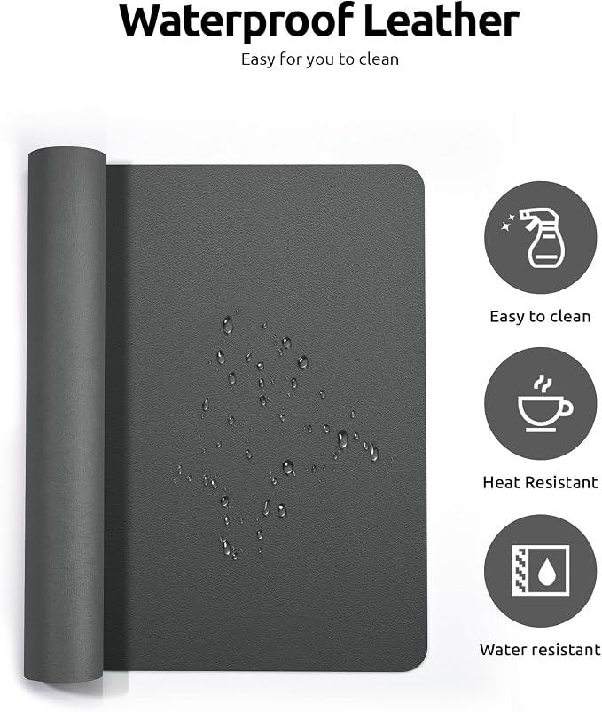 YSAGi Leather Desk Protector, Office Mat, Large Mouse Mat, Non-Slip PU Leather