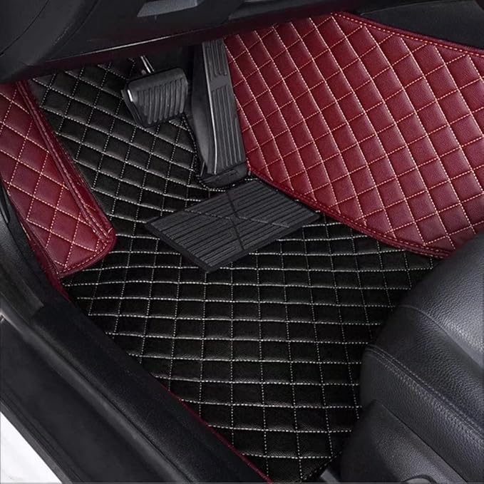 Custom Car Floor Mats for 96% Sedan SUV Sports Car Protection Full Coverage Pads Anti-Slip Leather Floor Lining All Weather Car Floor Mats (Black Beige and Beige)
