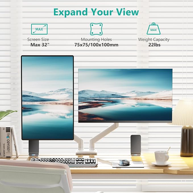 WALI Dual Monitor Stand for 17-32 inch Screens, Dual Monitor Arms for 2