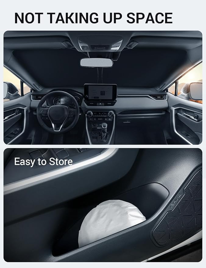 Proadsy 2026 Upgrade Windshield Sun Shade Custom Fit Genesis GV70 2022-2025 2026 Foldable Front Sunshade Protector Sun Visor Blocks UV Rays Keep Car Cooler Accessories