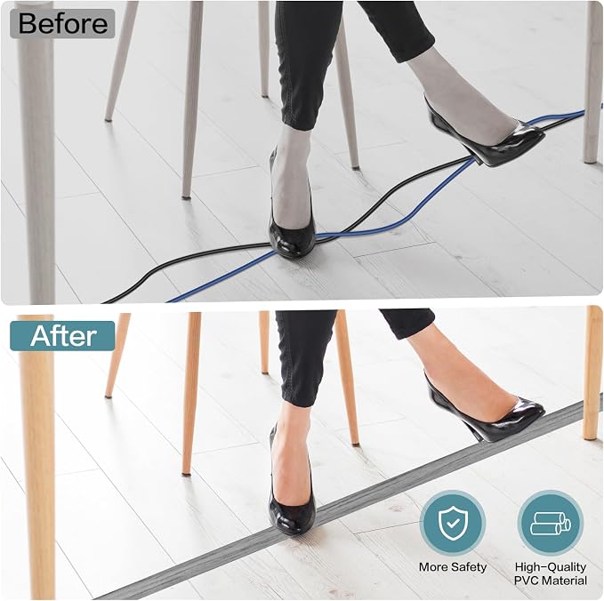 Floor Cord Cover Self Adhesive Cord Hider Floor Extension Cord Covers
